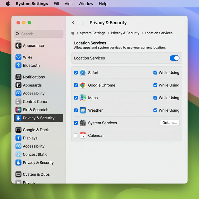macOS Location Settings